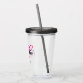 Zwart en heet roze fancy monogram bruidsmeisje acryl drinkbeker (Links)