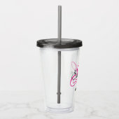 Zwart en heet roze fancy monogram bruidsmeisje acryl drinkbeker (Rechts)