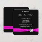 Zwart en heet roze feestje kaart (Voorkant / Achterkant)