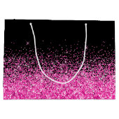 Zwart en Heet Roze Glitter Elegante Naam Groot Cadeauzakje (Achterkant)