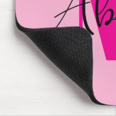 Zwart en Heet Roze Modern Monogram Muismat (Hoek)
