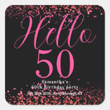 Zwart en heet roze namaak glitters 50ste verjaarda