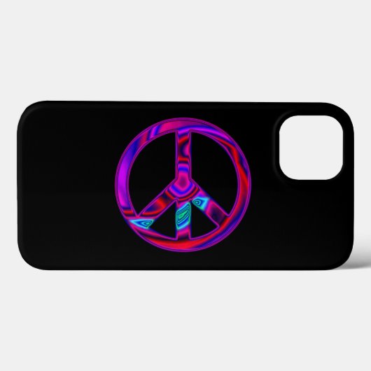 Zwart en heet roze psychedelische vrede Case-Mate iPhone case (Achterkant (horizontaal))