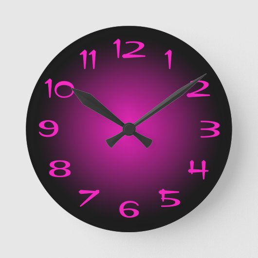 Zwart en heet roze radiaal verloop ronde klok (Voorkant)