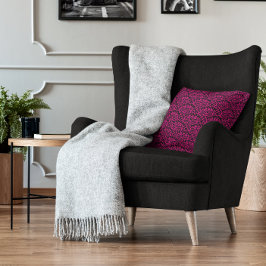 Zwart en Heet Roze Roos Bloemen Damask Kussen