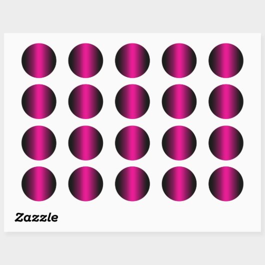 Zwart en heet roze verloop lege achtergrond ronde sticker (Vel)