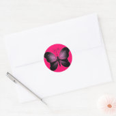 Zwart en Heet Roze Vlinder Sticker (Envelop)