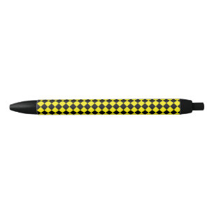 Zwart en Helder Geel Chevron Patroon Classic Zwarte Inkt Pen
