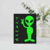 Zwart en helder groen Alien Bedankt Briefkaart (Staand voorkant)