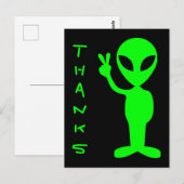 Zwart en helder groen Alien Bedankt Briefkaart (Voorkant / Achterkant)