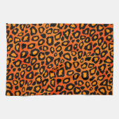 Zwart en helder Oranje afdrukken van luipaard Theedoek (Horizontaal)