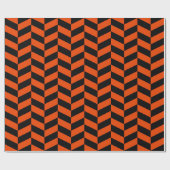 Zwart en helder Oranje Extra groot herringbone Cadeaupapier (Vlak)