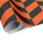 Zwart en helder Oranje Extra groot herringbone Cadeaupapier (Rol Hoek)