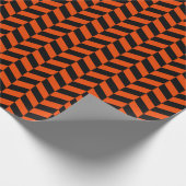 Zwart en helder Oranje herringbone-omslagpapier Cadeaupapier (Hoek)