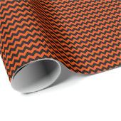 Zwart en helder Oranje kleine Chevron Cadeaupapier (Rol Hoek)