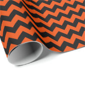 Zwart en helder Oranje medium Chevron Cadeaupapier (Rol Hoek)