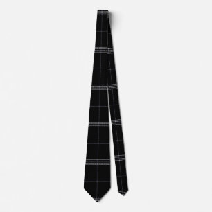 Zwart en helder wit tartan patroon stropdas