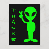 Zwart en Heldergroen Alien Bedankt Briefkaart (Voorkant)