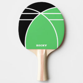 Zwart en heldergroen gepersonaliseerd tafeltennisbatje