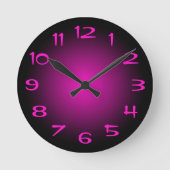 Zwart en Hot Pink Radial Gradient Ronde Klok (Voorkant)