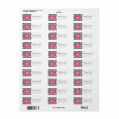 Zwart en Hot Pink Trendy Damask Custom Monogram Etiket (Full Sheet)