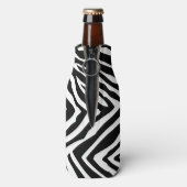 Zwart en Hot Pink Zebra Print Monogram Flesjeskoeler (Fles Achterkant)