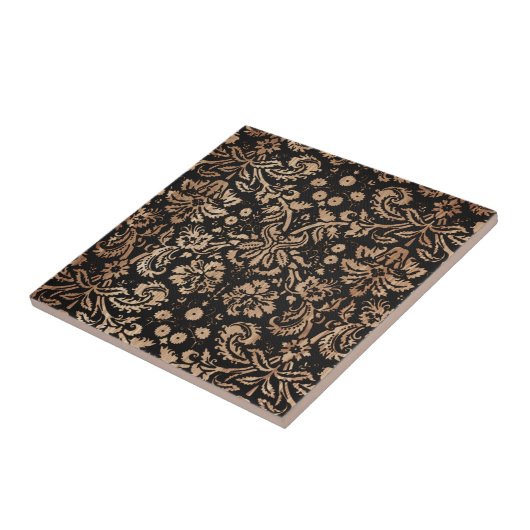 Zwart en houten Damask Tegeltje (Zijkant)