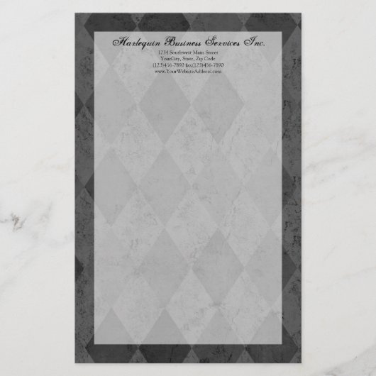 Zwart en houtskool Harlekijn met Script Briefpapier (Voorkant)