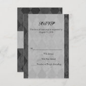 Zwart en houtskool Harlekijn met Script RSVP Kaartje (Voorkant / Achterkant)