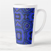 Zwart en indigoblauw abstract patroon. latte mok (Rechts)