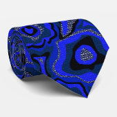 Zwart en indigoblauw abstract patroon. stropdas (Opgerold)