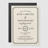 Zwart en Ivoor Art Deco Save the Date (Voorkant / Achterkant)