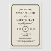 Zwart en Ivoor Art Deco Save the Date (Voorkant)