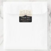 Zwart en Ivoor Bloemen Dank u Sticker (Tas)