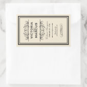 Zwart en Ivoor Bruiloft Wijnfles Monogram Favor Rechthoekige Sticker (Tas)
