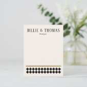 Zwart en Ivoor Checkerboard Art Deco Bruiloft Bedankkaart (Staand voorkant)