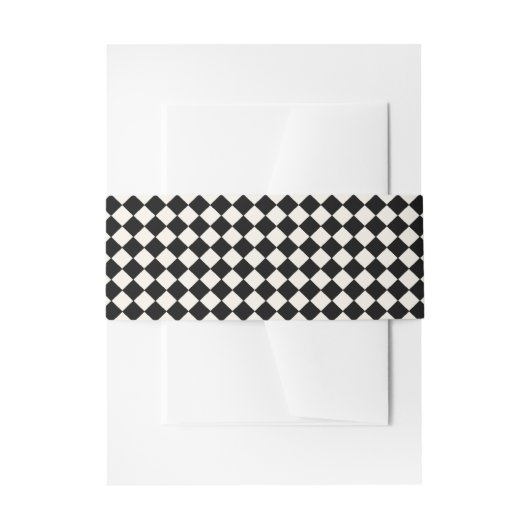 Zwart en Ivoor Checkerboard Patroon Art Deco Jazz Uitnodigingen Wikkel (Voorkant Voorbeeld)