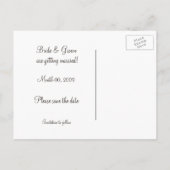 Zwart en Ivoor Damask Save the Date Briefkaarten (Achterkant)