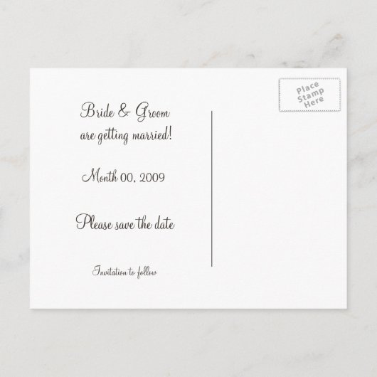 Zwart en Ivoor Damask Save the Date Briefkaarten (Achterkant)
