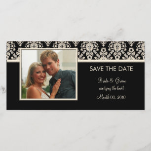 Zwart en Ivoor Damask Save the Date Fotokaarten