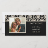 Zwart en Ivoor Damask Save the Date Fotokaarten (Voorkant)