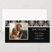 Zwart en Ivoor Damask Save the Date Fotokaarten (Voorkant / Achterkant)