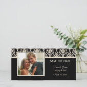 Zwart en Ivoor Damask Save the Date Fotokaarten (Staand voorkant)