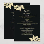 Zwart en ivoor damasten huwelijksbijlage kaart Cus (Voorkant / Achterkant)