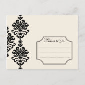 Zwart en Ivoor Elegant Damask Save the Date Aankondigingskaart (Achterkant)