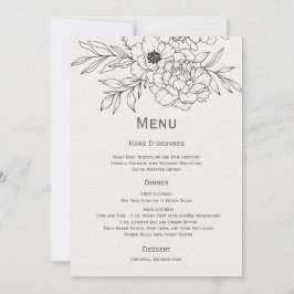 Zwart en Ivoor Floral Line Art Kaart