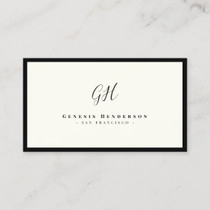 Zwart en Ivoor Luxe Monogram Chic Minimalistisch Visitekaartje