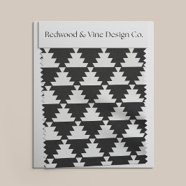 Zwart en Ivoor Modern Azteeks geometrisch patroon Stof