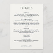 Zwart en Ivoor Monogrammed Bruiloft Details Informatiekaartje (Voorkant)