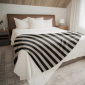 Zwart en Ivoor Strepen | Moderne boerderij groot Fleece Deken